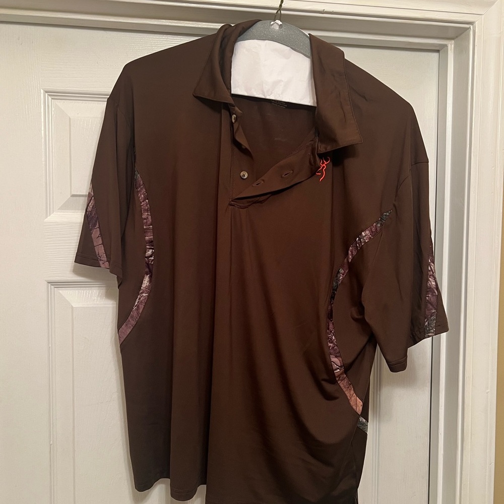 Browning Chocolate Brown polo shirt with collar.